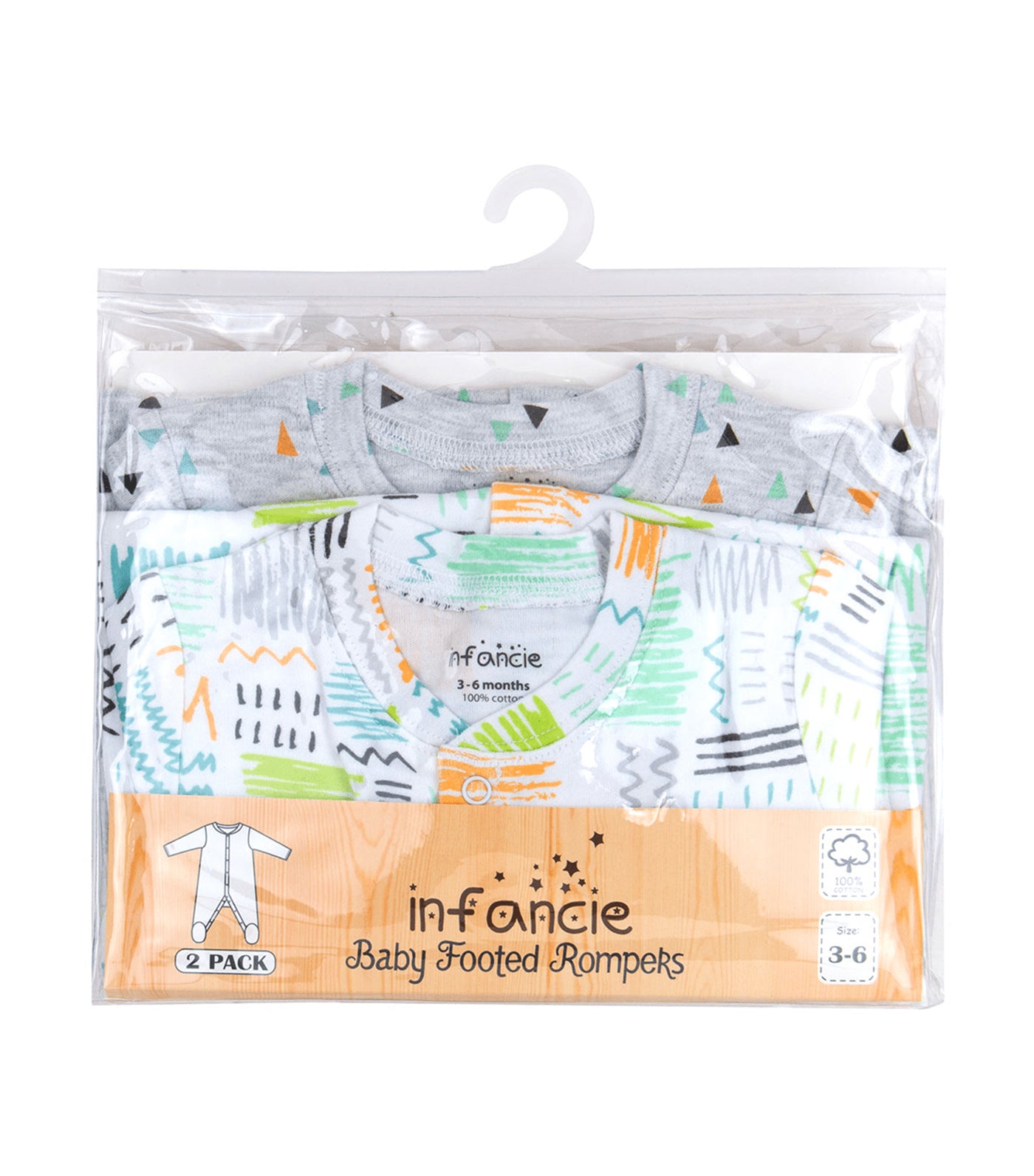 2-Pack Baby Footed Rompers