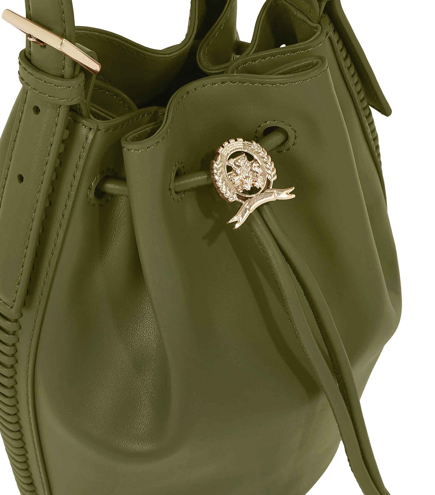 Women's Crest Leather Bucket Bag Putting Green