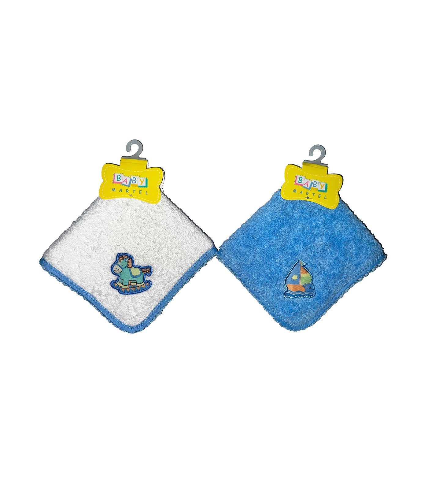 Face Towel Pair White/Baby Blue