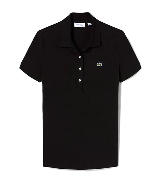 Slim Fit Stretch Cotton Jersey Polo Shirt Black