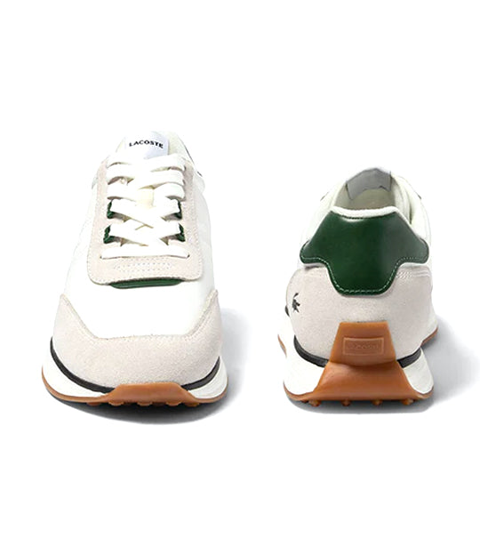 Men's L-Spin Textile Trainers White/Dark Green