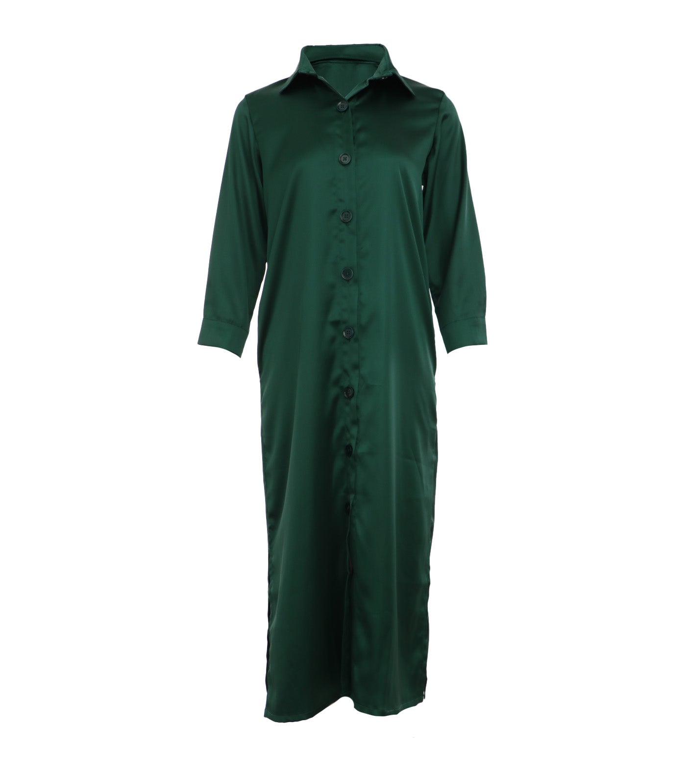 Emskee Silk Long Shirt Dress Green