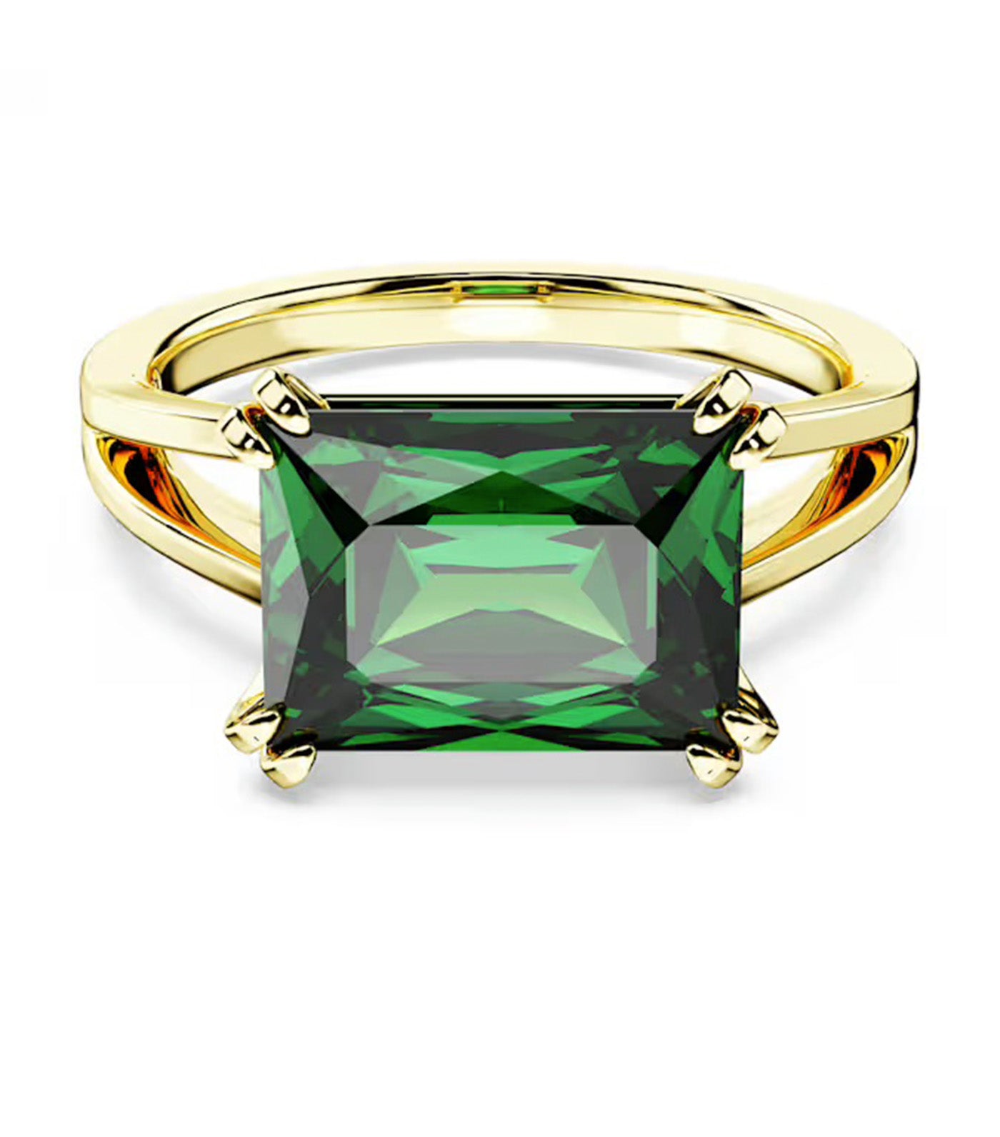 Stilla Cocktail Ring Rectangular Cut, Green, Gold-Tone Plated