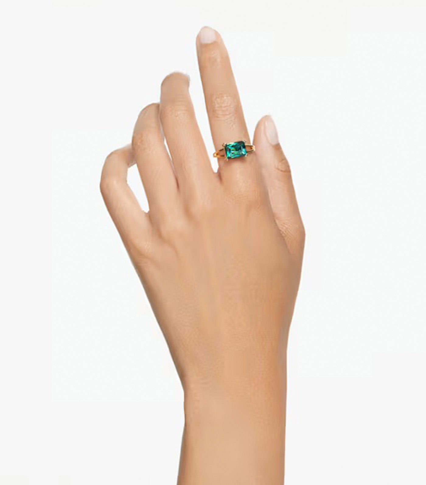 Stilla Cocktail Ring Rectangular Cut, Green, Gold-Tone Plated