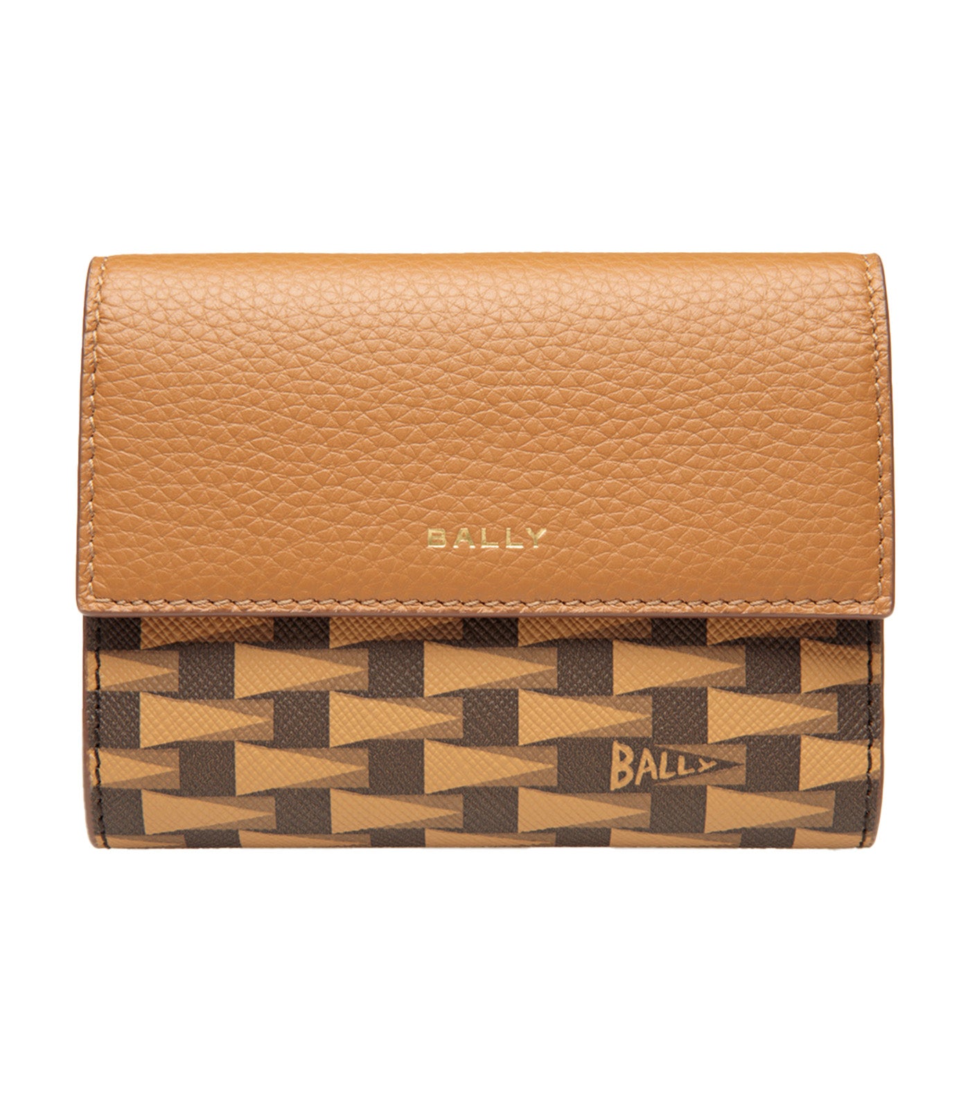 Bally Pennant Compact Wallet Multi Brown