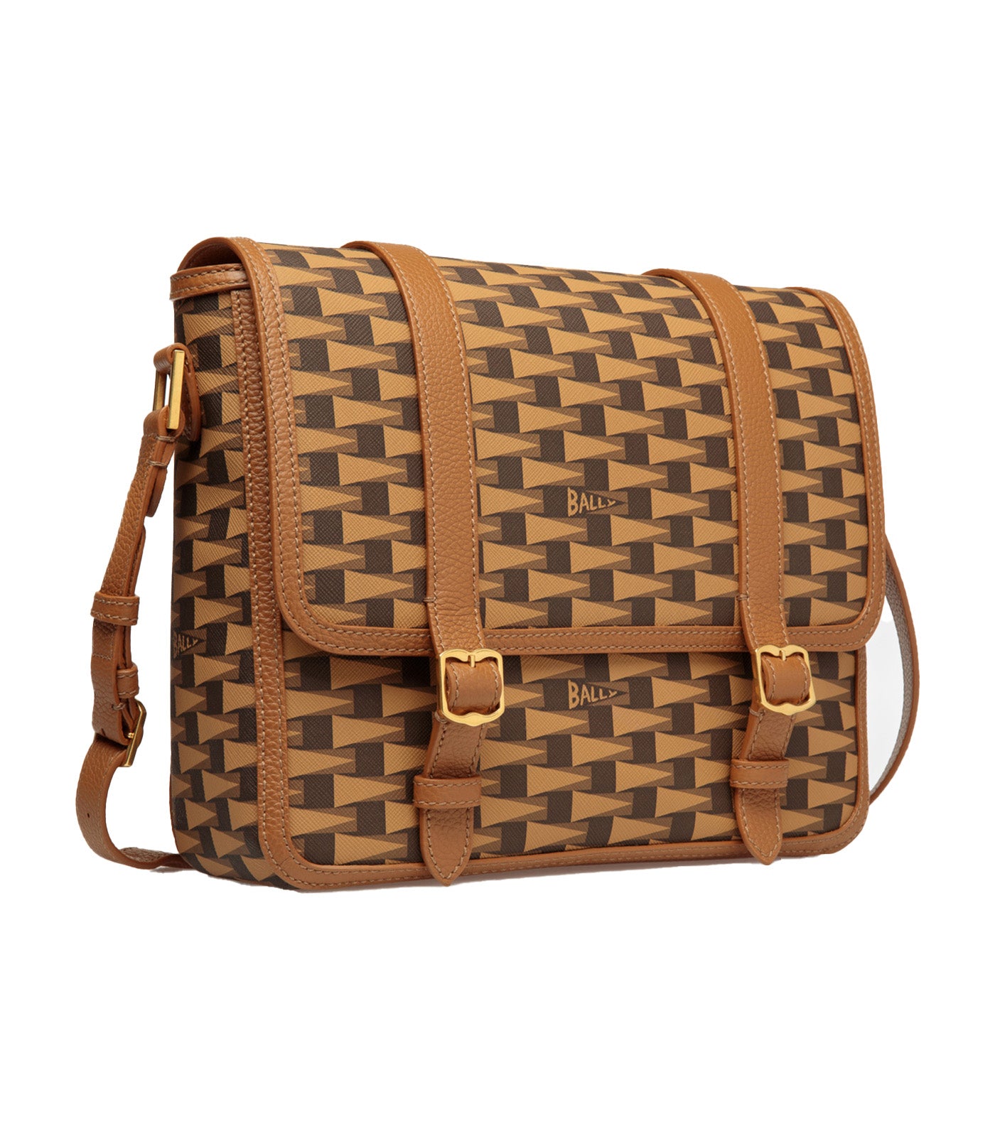 Bally Pennant Messenger Bag Multi Brown