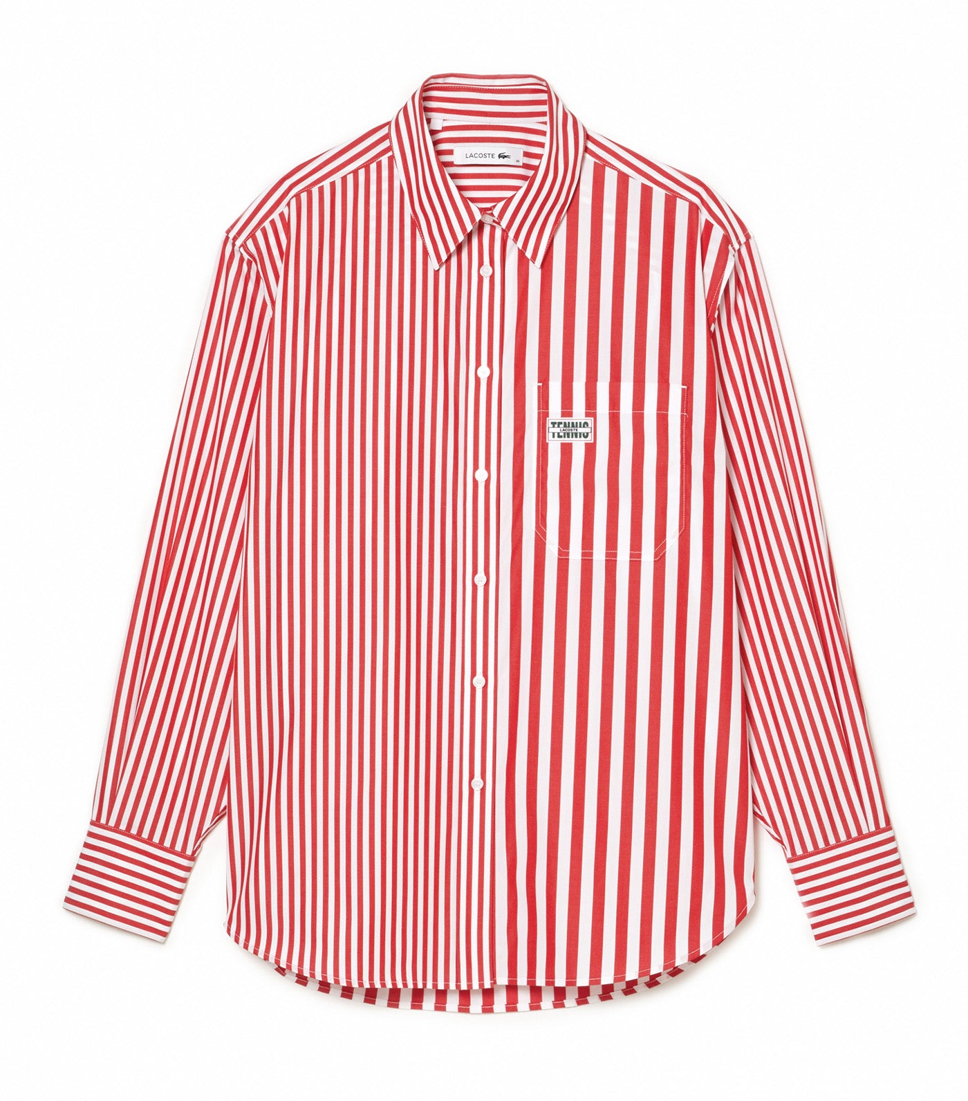 Lacoste x Bandier Striped Cotton Poplin Shirt Red/White