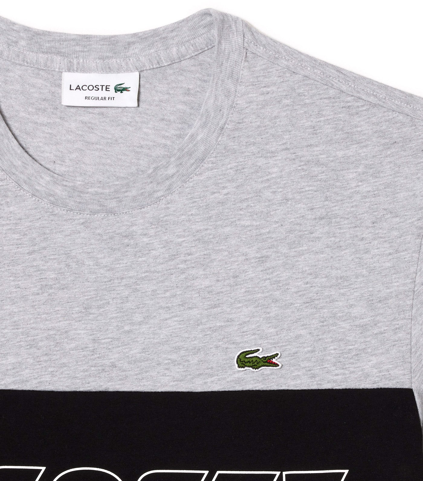 Lacoste Regular Fit Printed Colourblock T-Shirt Silver Chine/Black