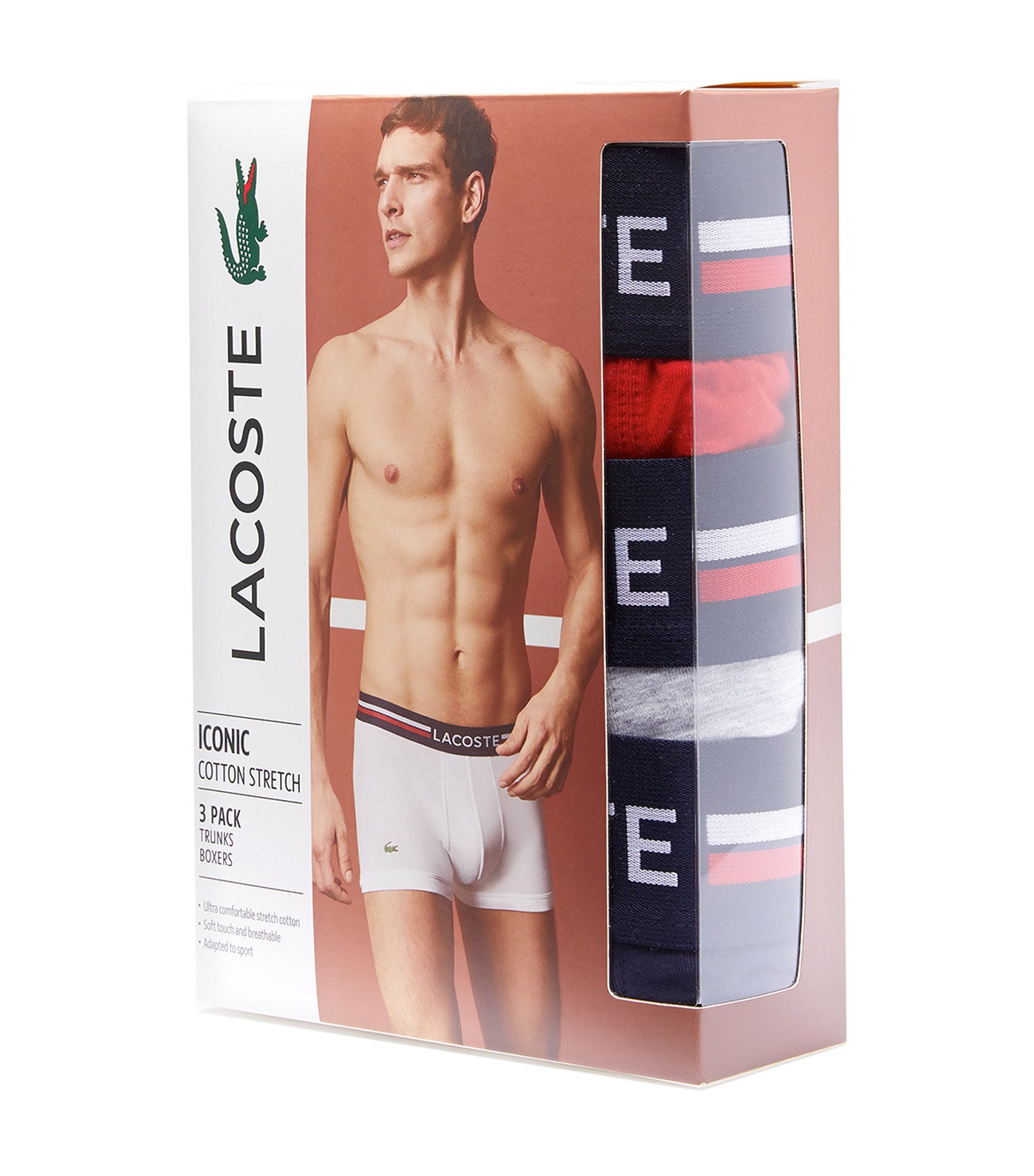 Lacoste Pack of 3 Iconic Boxer Briefs With Three-Tone Waistband Navy  Blue/Silver Chine-Re