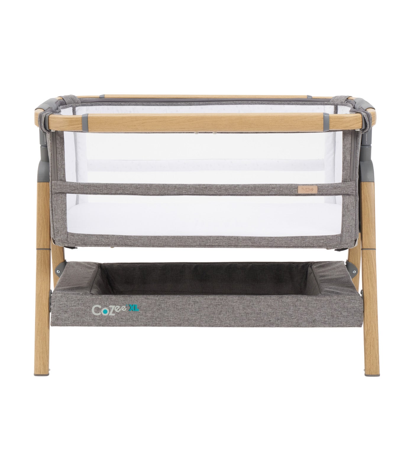 CoZee XL Bedside Crib and Cot Oak/Charcoal