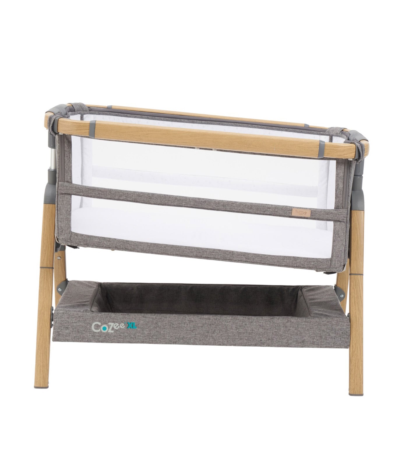 CoZee XL Bedside Crib and Cot Oak/Charcoal