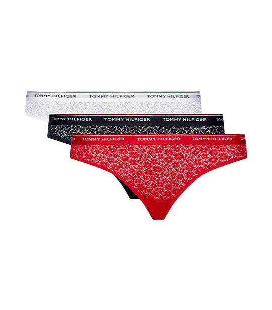 Women's 3-Pack Lace Bikini Desert Sky/White/Primary Red