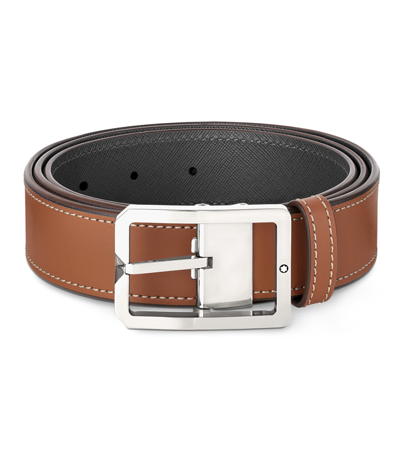 35mm Reversible Leather Belt Tan/Gray