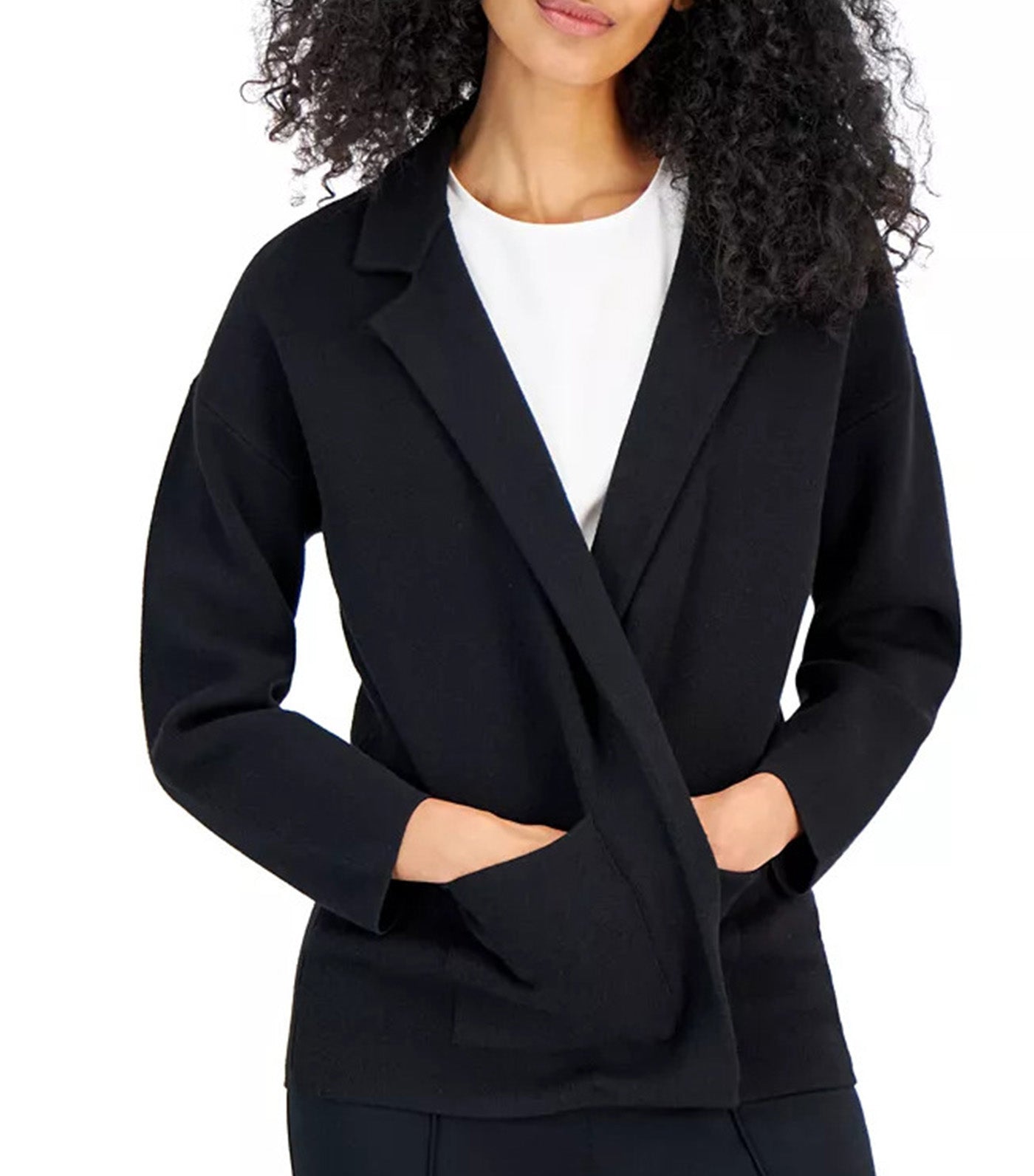 Women's Notched-Collar Long Sleeve Sweater Blazer Anne Black