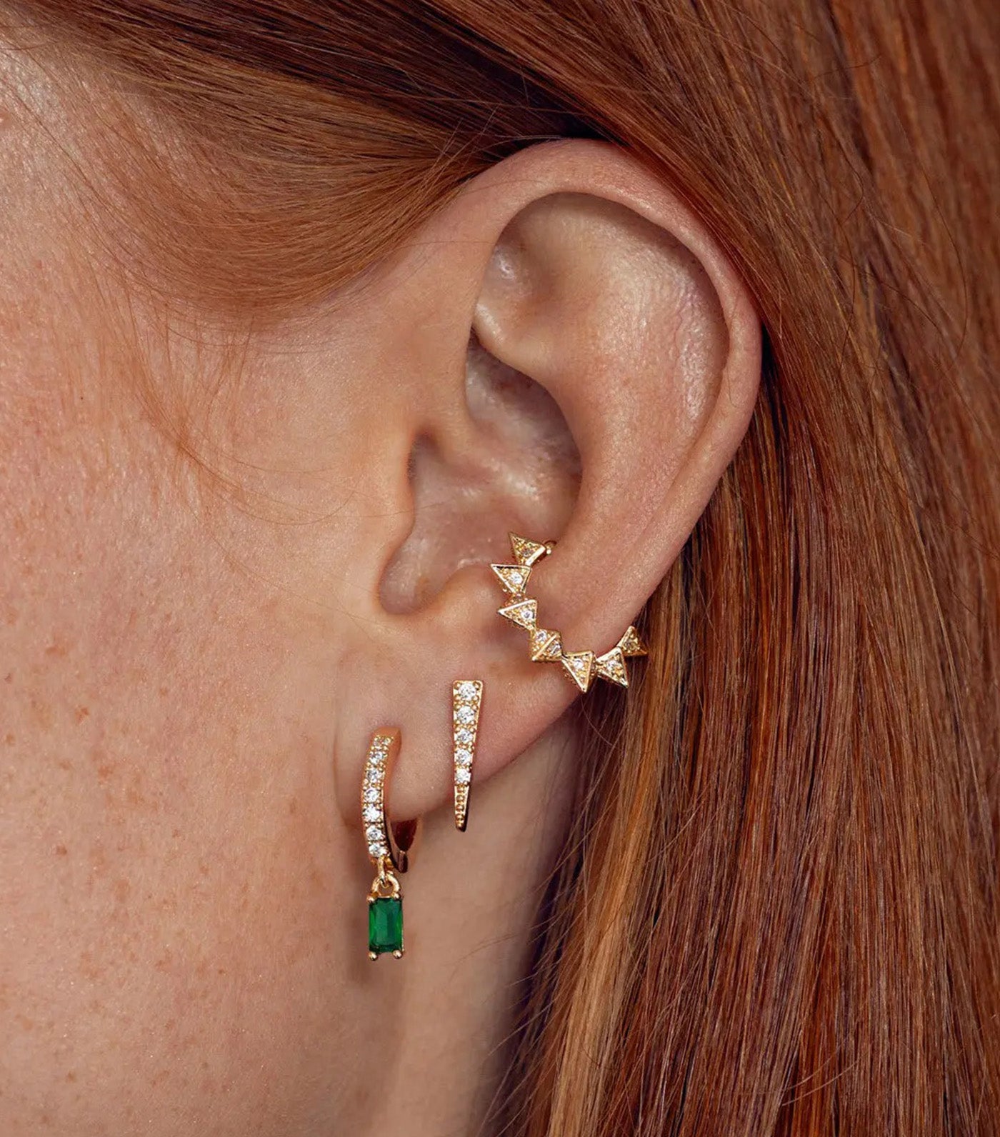 Arya Crystal Hoop Earrings Green/Gold