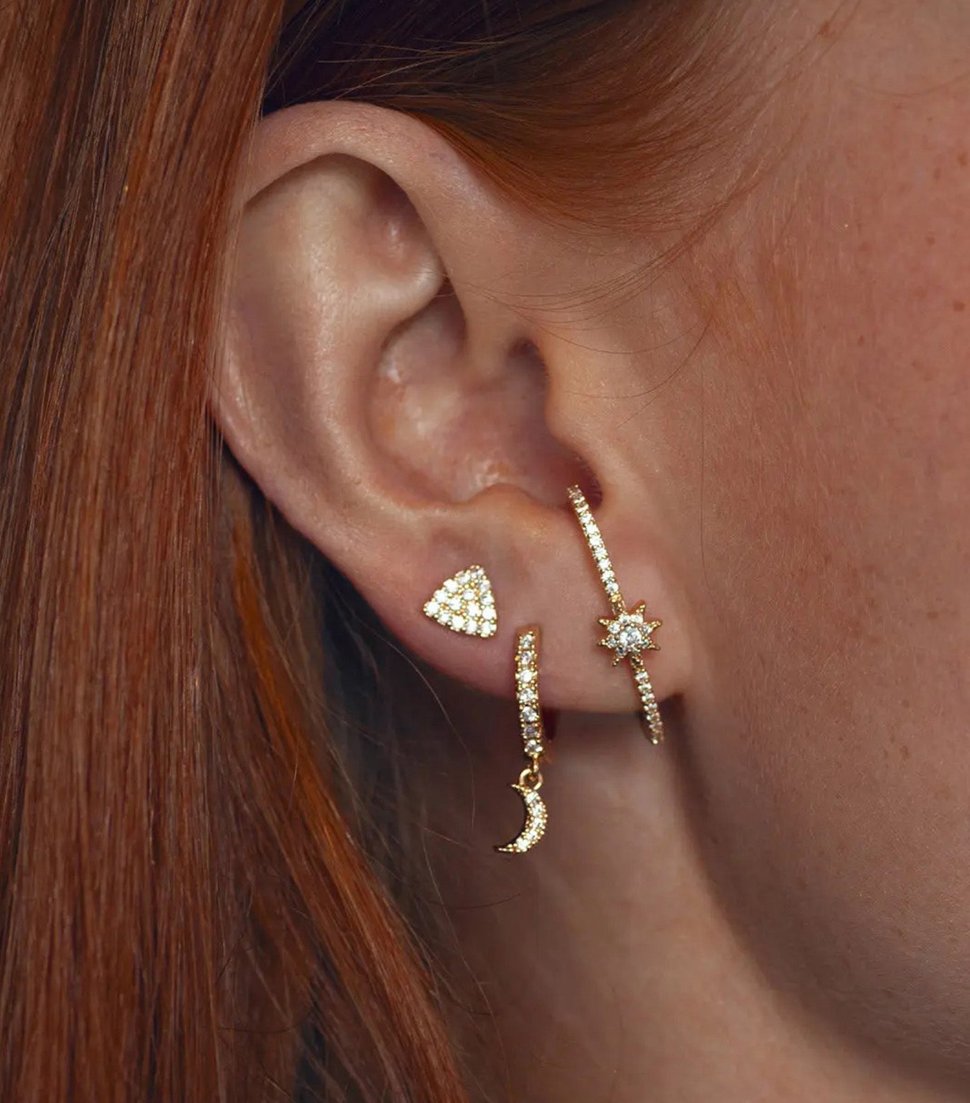 Aurora Crystal Statement Stud Earrings Gold