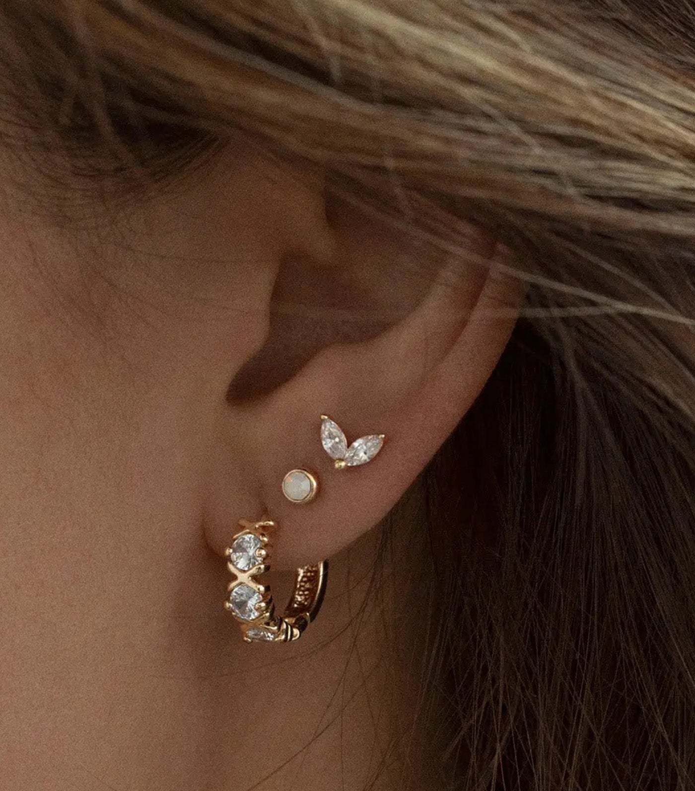 Amelia Crystal Mini Stud Earrings White