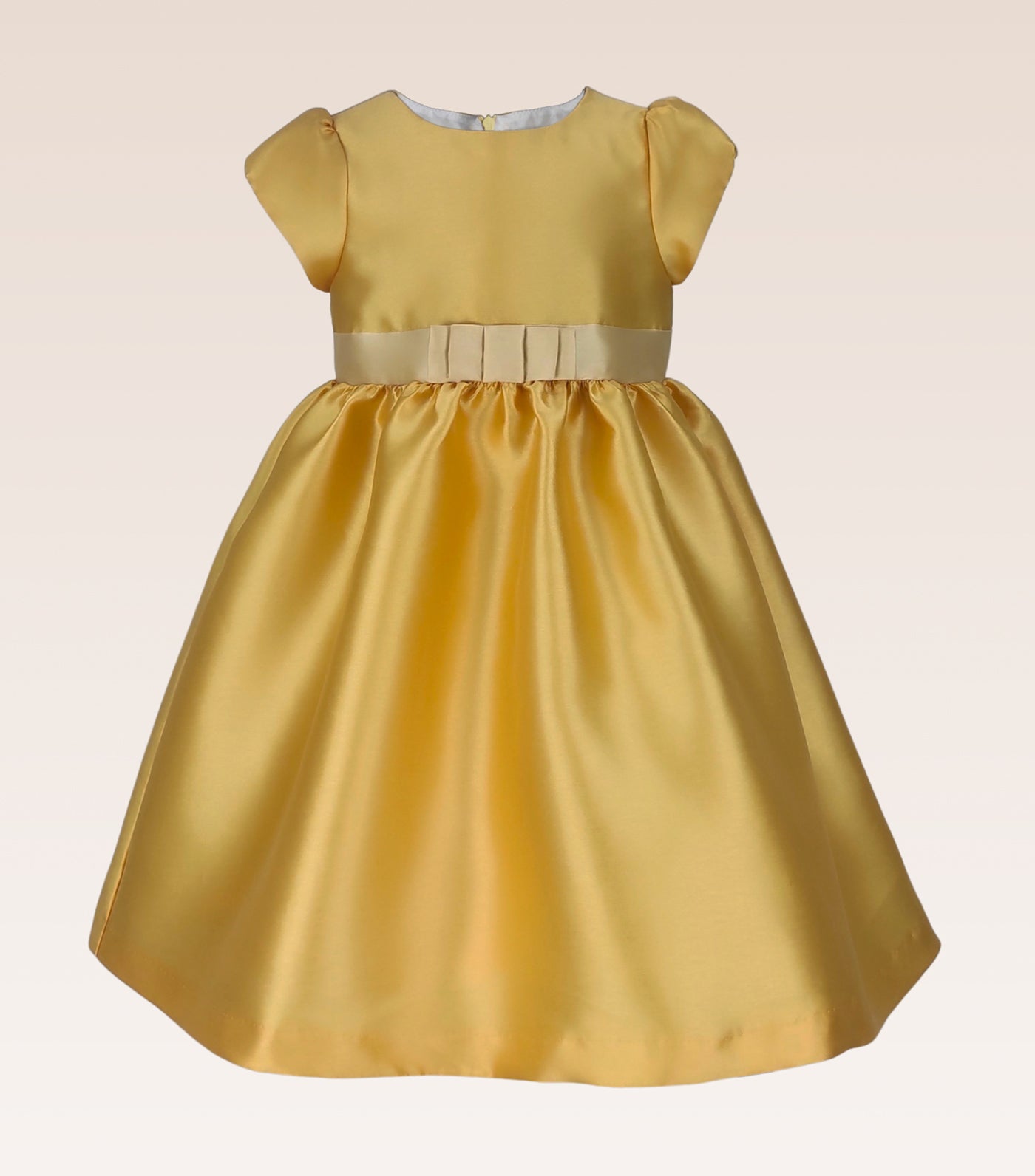 Fleur Girls Yellow Party Dress with Ribbon Belt-fabric