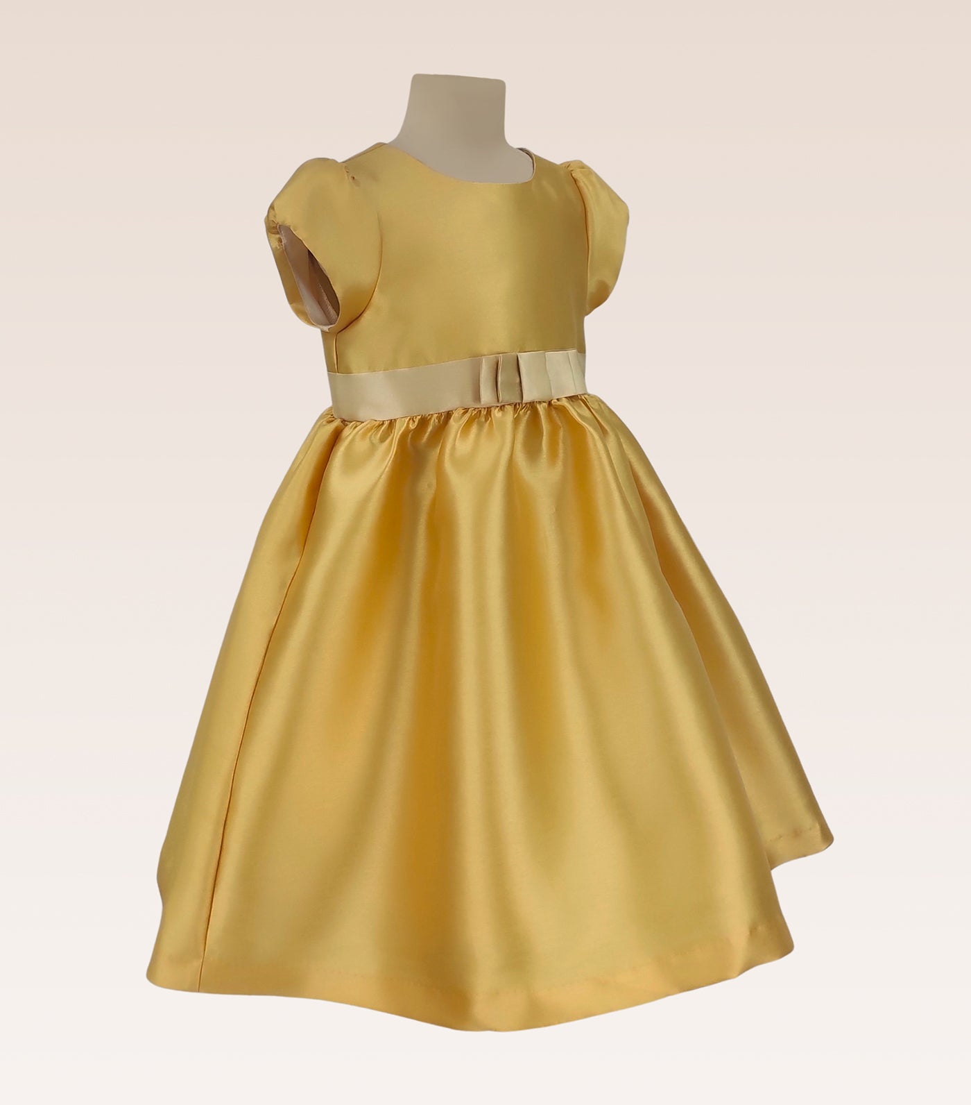 Fleur Girls Yellow Party Dress with Ribbon Belt-fabric