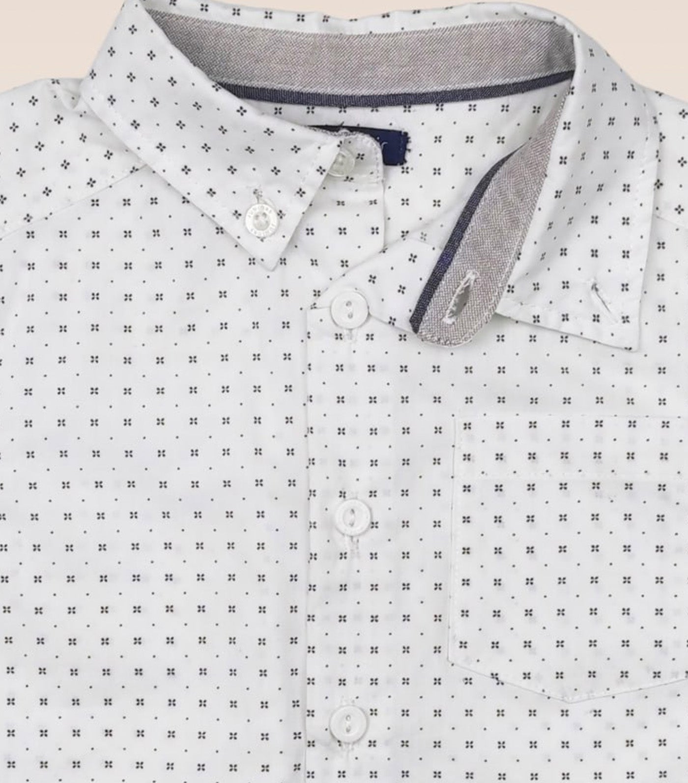 Ethan Boys Printed Button-Down Long Sleeves White