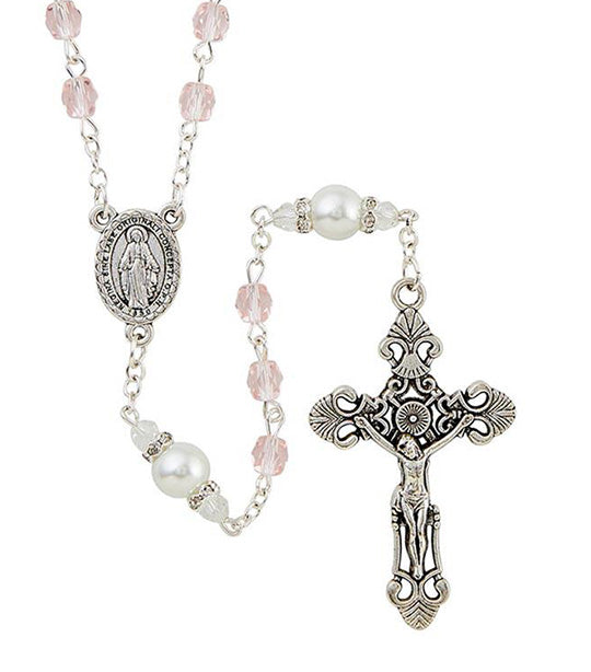 Pearl Rosary Pink/Silver