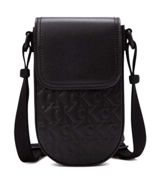 Calvin Klein Jeans monogram logo strap saddle bag in black