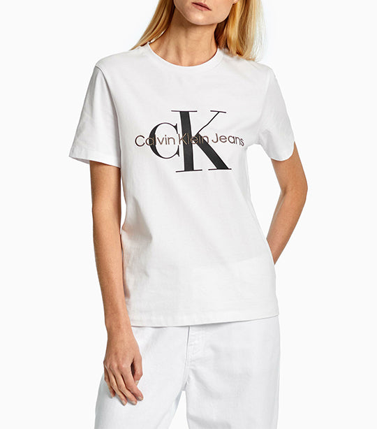 T-Shirt Monogram White Klein Calvin Bright