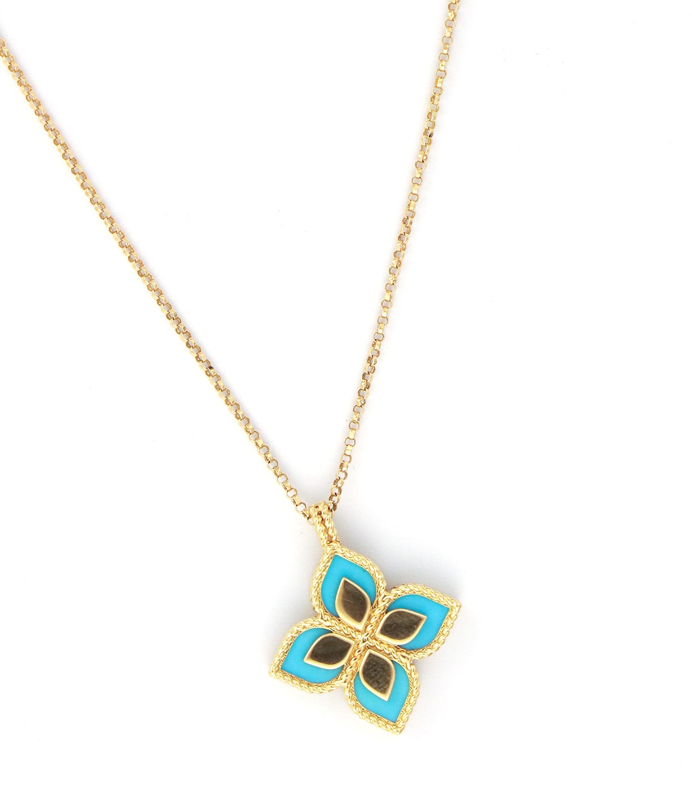 Princess Flower Pendant Necklace with Turquoise