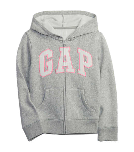 Kids Gap Logo Zip Hoodie In Fleece Heather Gray