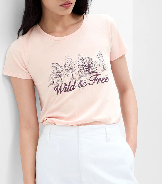 Favorite Graphic T-Shirt Wild and Free Pink