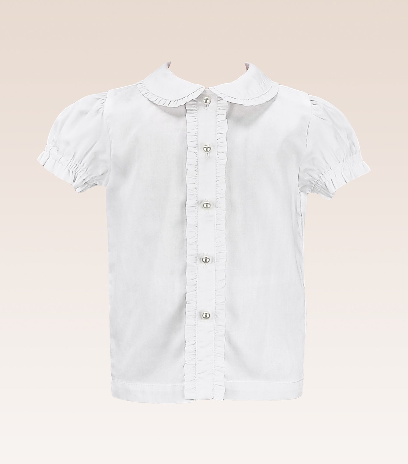 Carol Baby Girls Ivory Collar with Ruffle Button Down Placket with Pearl Button Blouse
