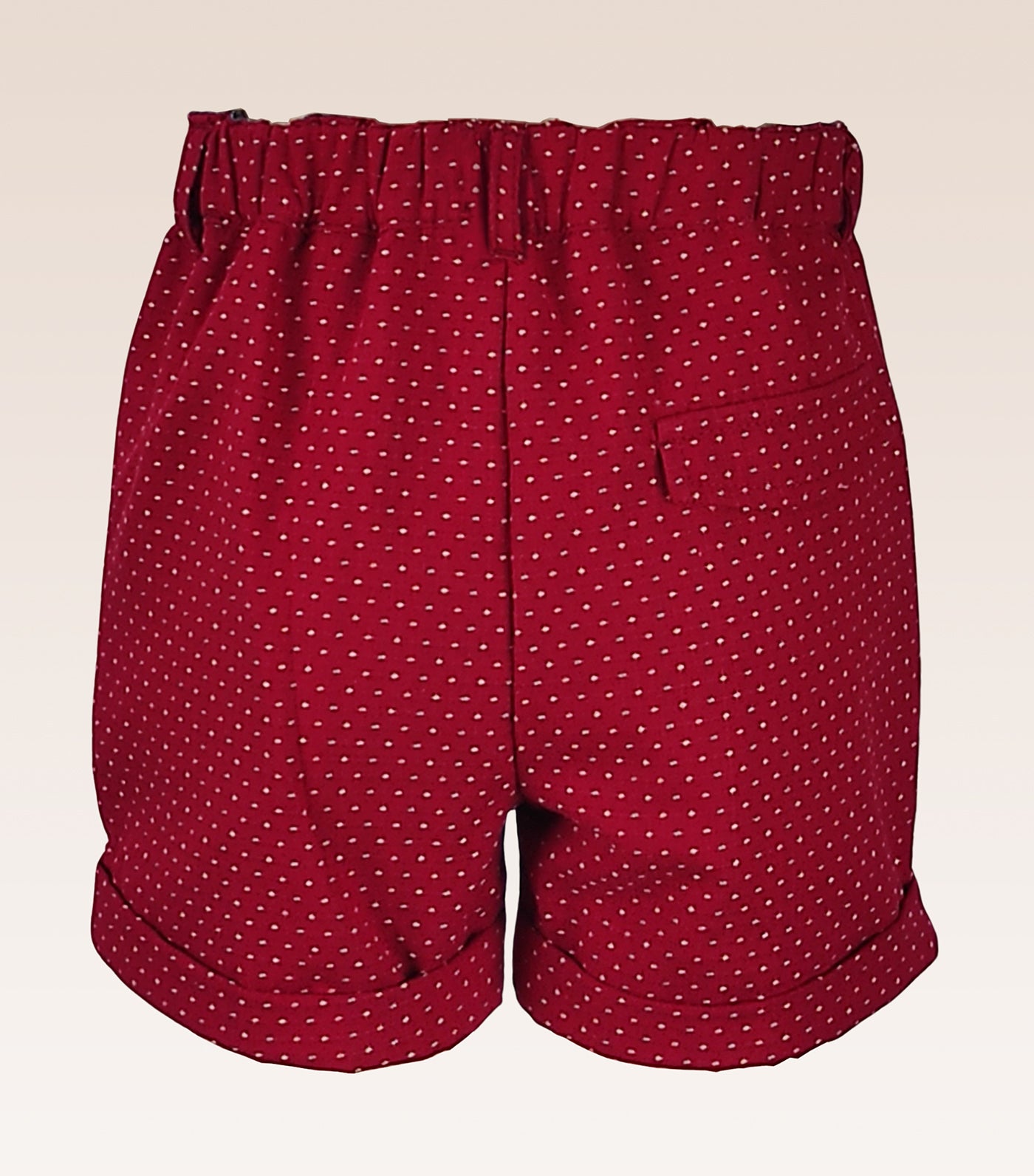 Carly Baby Girls Red Dobby Print Shorts Turn-Up Bottom Hem