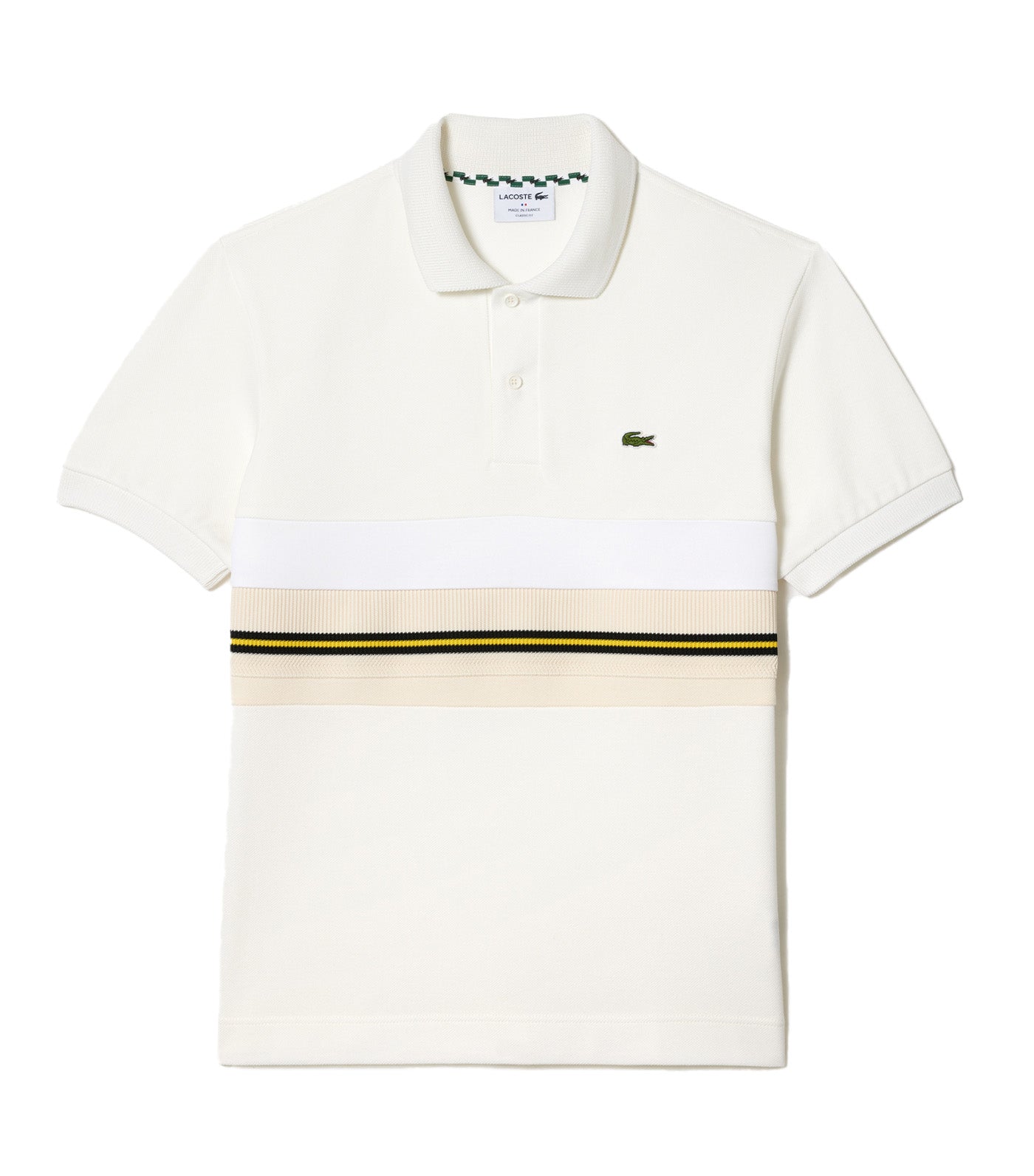 Lacoste French Made Contrast Stripe Polo Shirt Flour