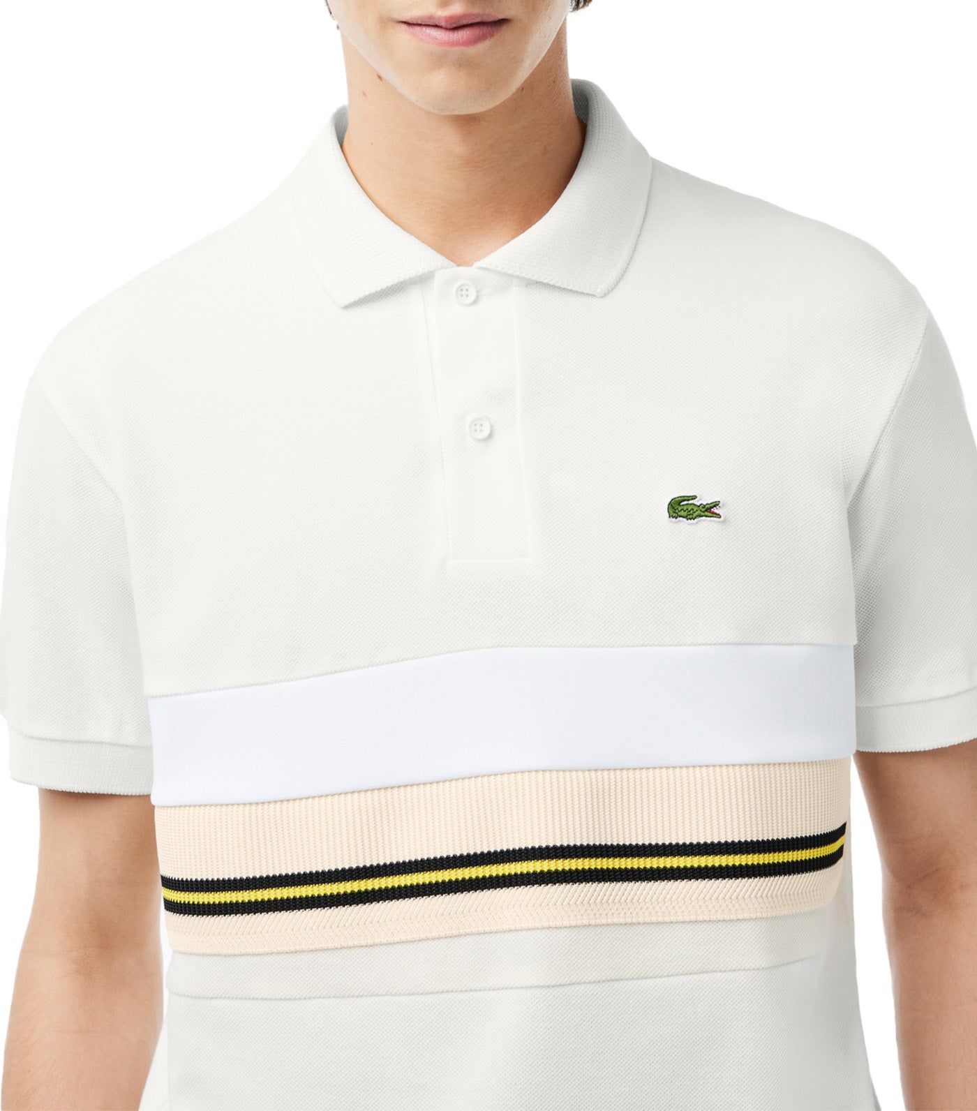 Lacoste French Made Contrast Stripe Polo Shirt Flour