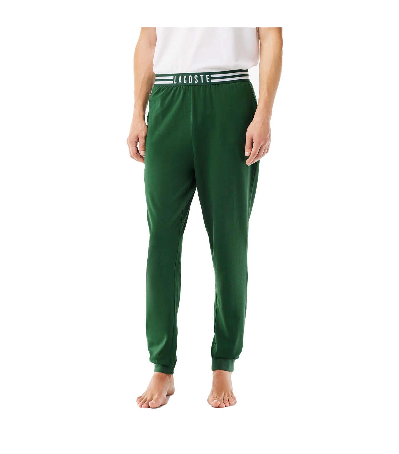 Pajama Set With Contrast Logo Print Pants White/Green