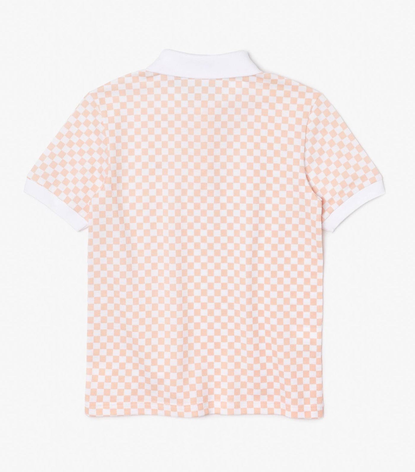 Boys’ Lacoste Checkerboard Print Cotton Piqué Polo Shirt Waterlily/White