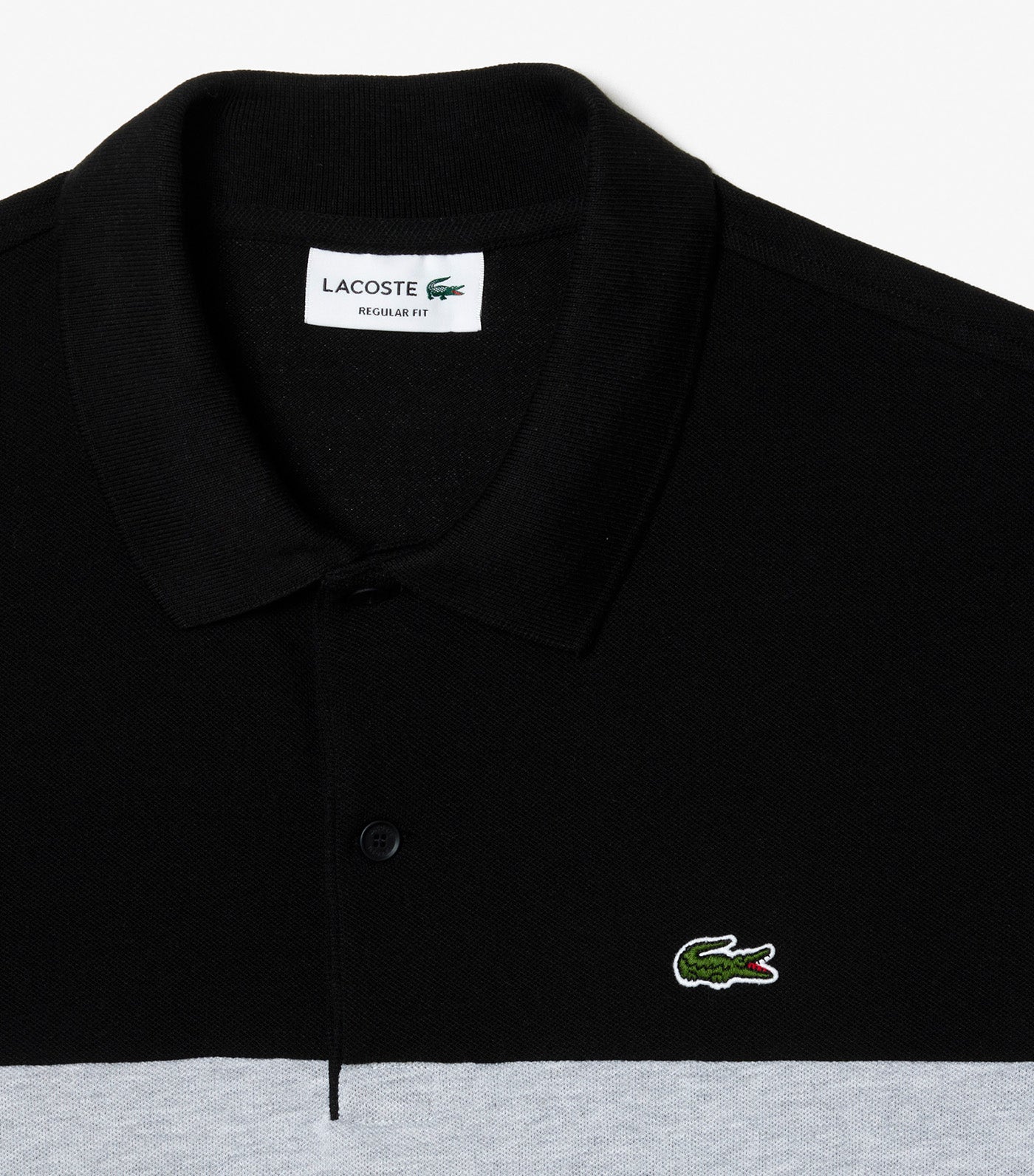 Regular Fit Stretch Piqué Colourblock Polo Shirt Black/Silver Chine