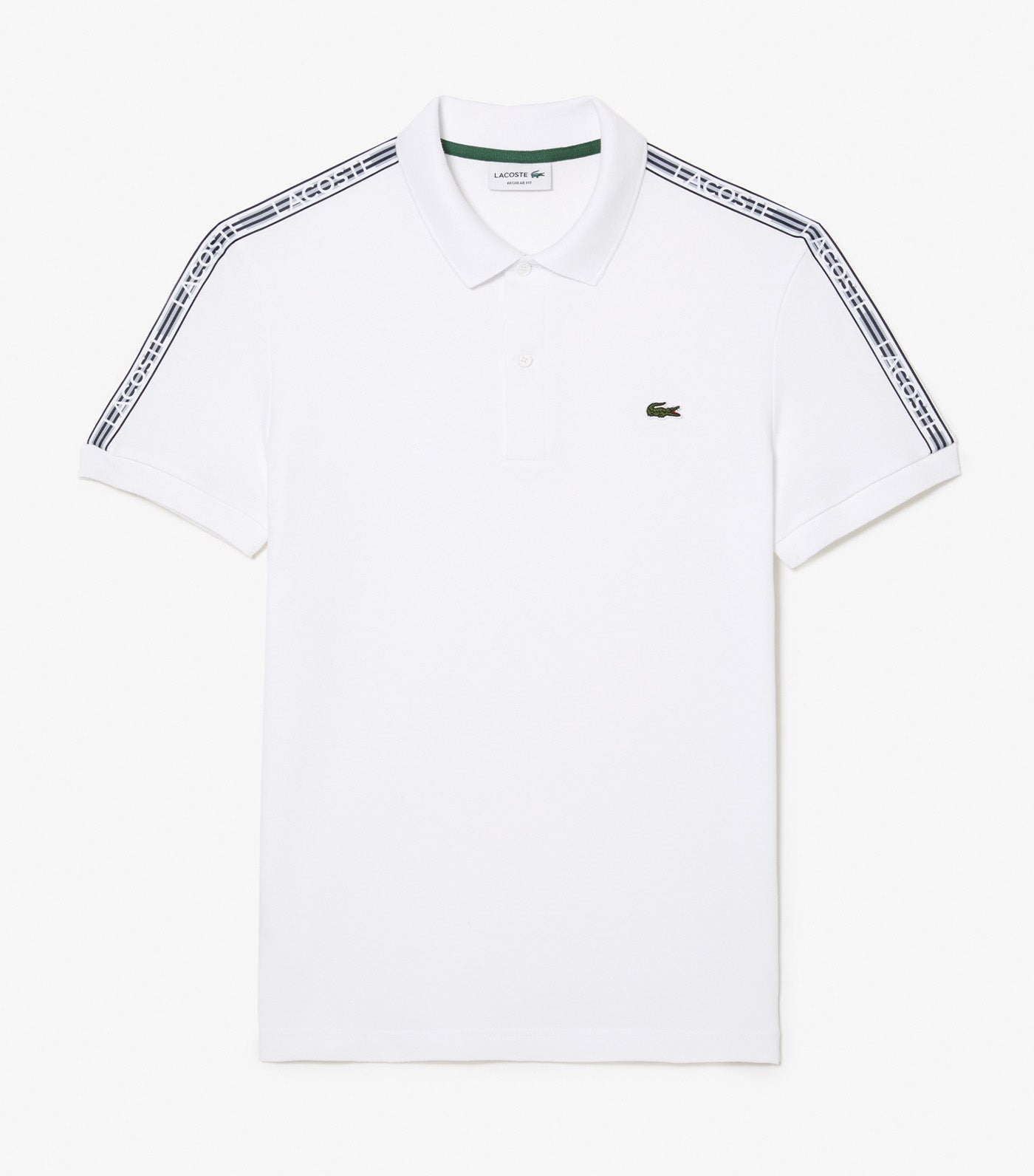 Lacoste Logo Stripe Stretch Polo Shirt White