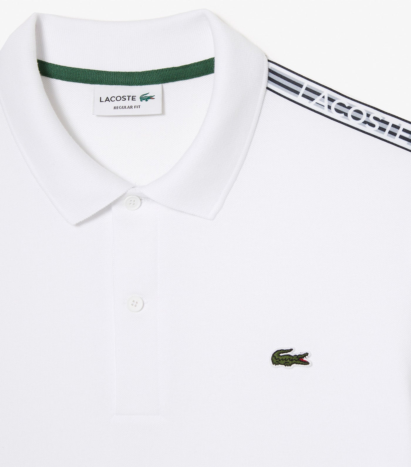 Lacoste Logo Stripe Stretch Polo Shirt White