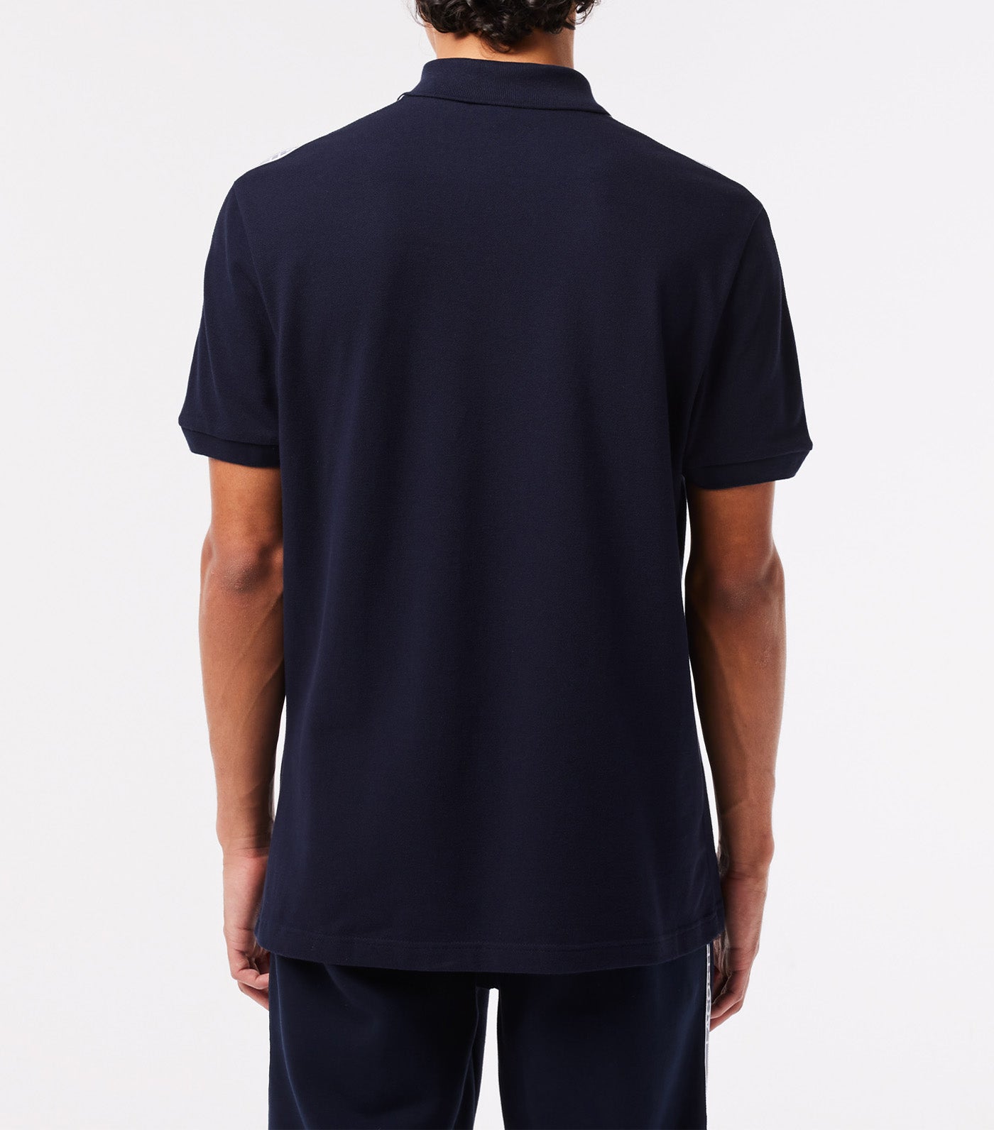 Lacoste Logo Stripe Stretch Polo Shirt Navy Blue