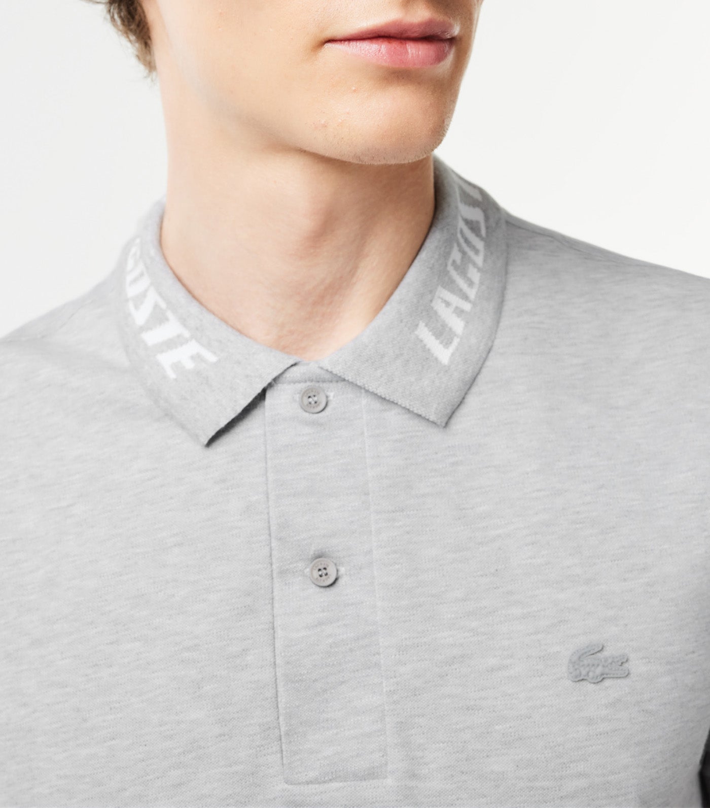 Ultralight Piqué Jacquard Collar Polo Shirt Silver Chine