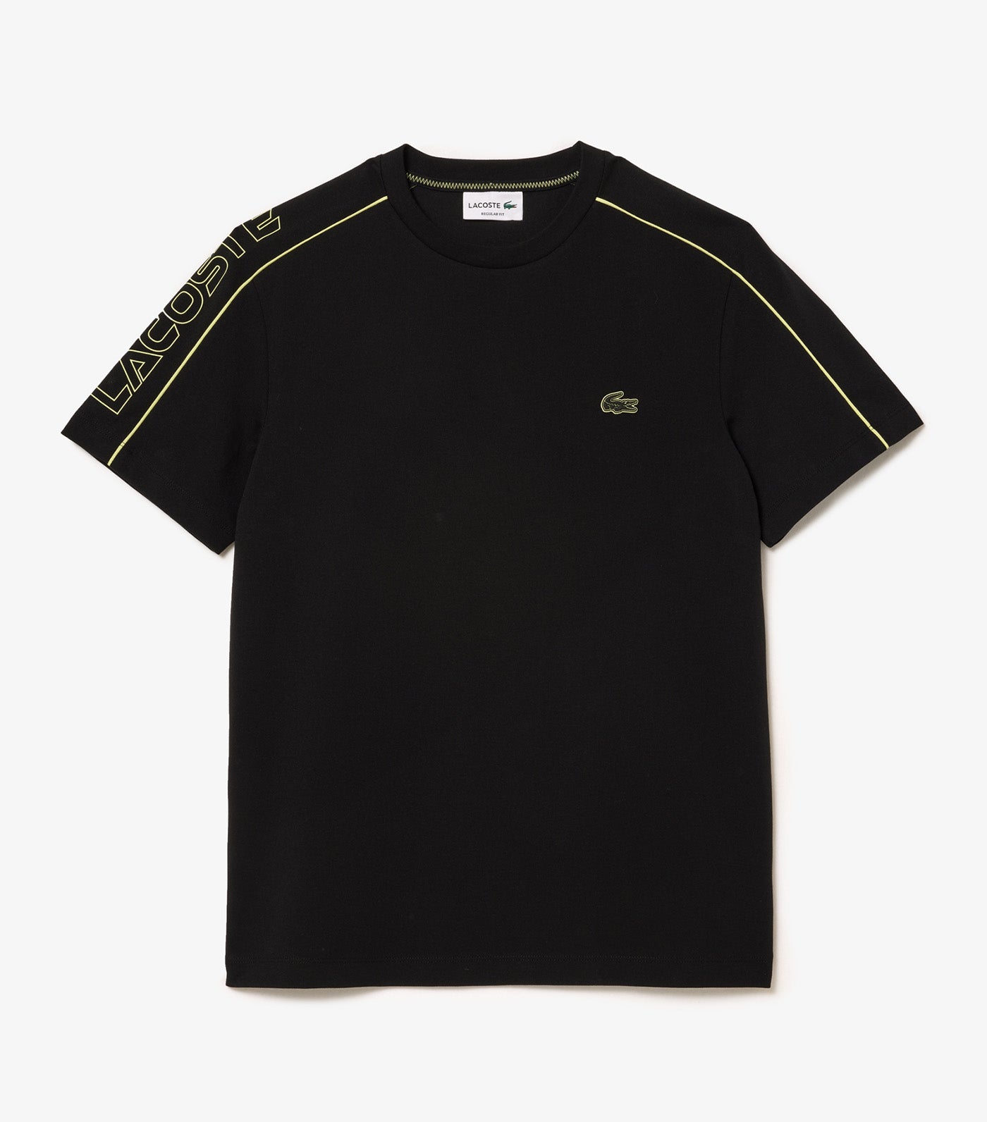 Contrast Accent Lacoste Branded T-Shirt Black/Limeira