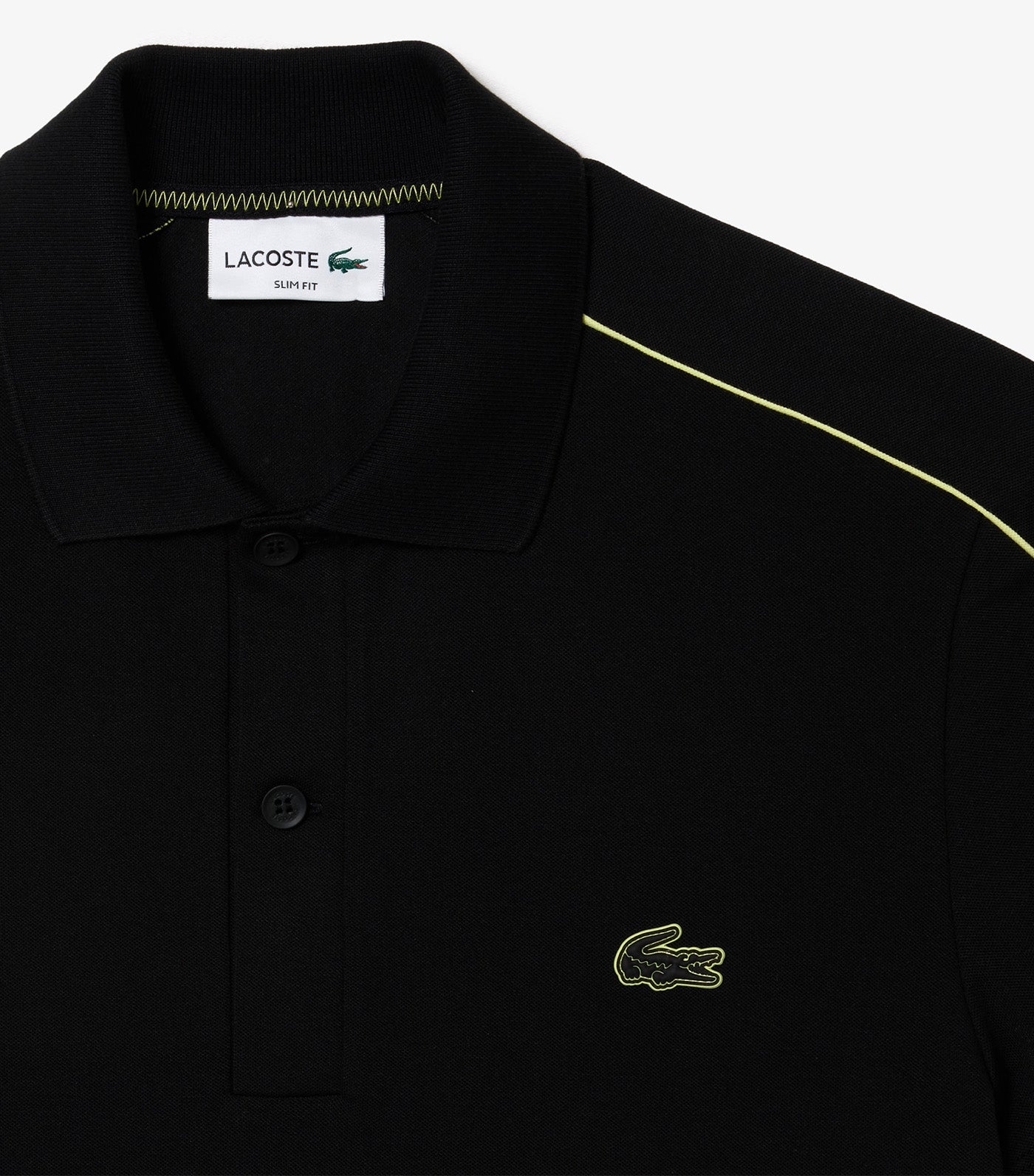 Contrast Accent Lacoste Print Polo Shirt Black/Limeira