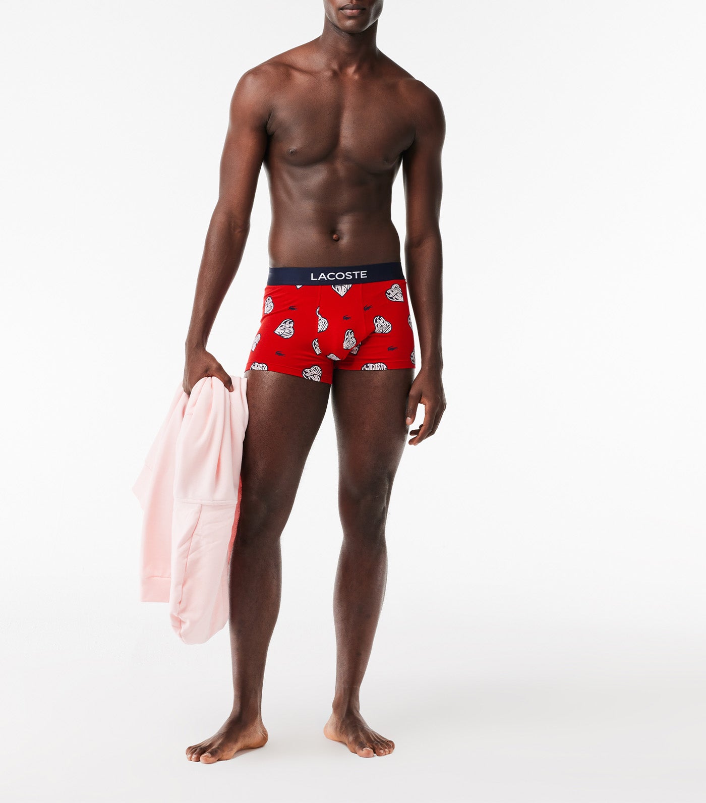 Contrast Print And Waistband Trunks Red/White-Navy Blue