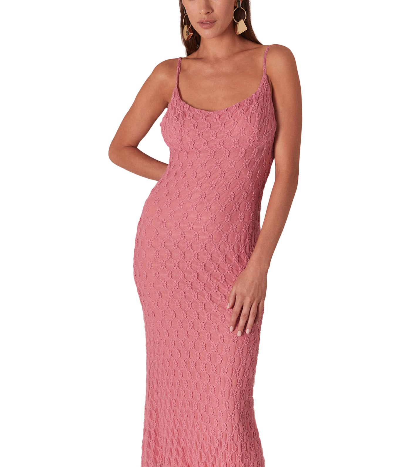 Adoni Mesh Midi Dress Lili Pink