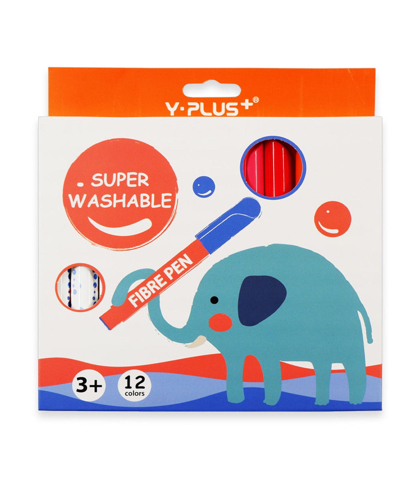 Elephant Washable Fibre Pen 12 Jumbo Colors