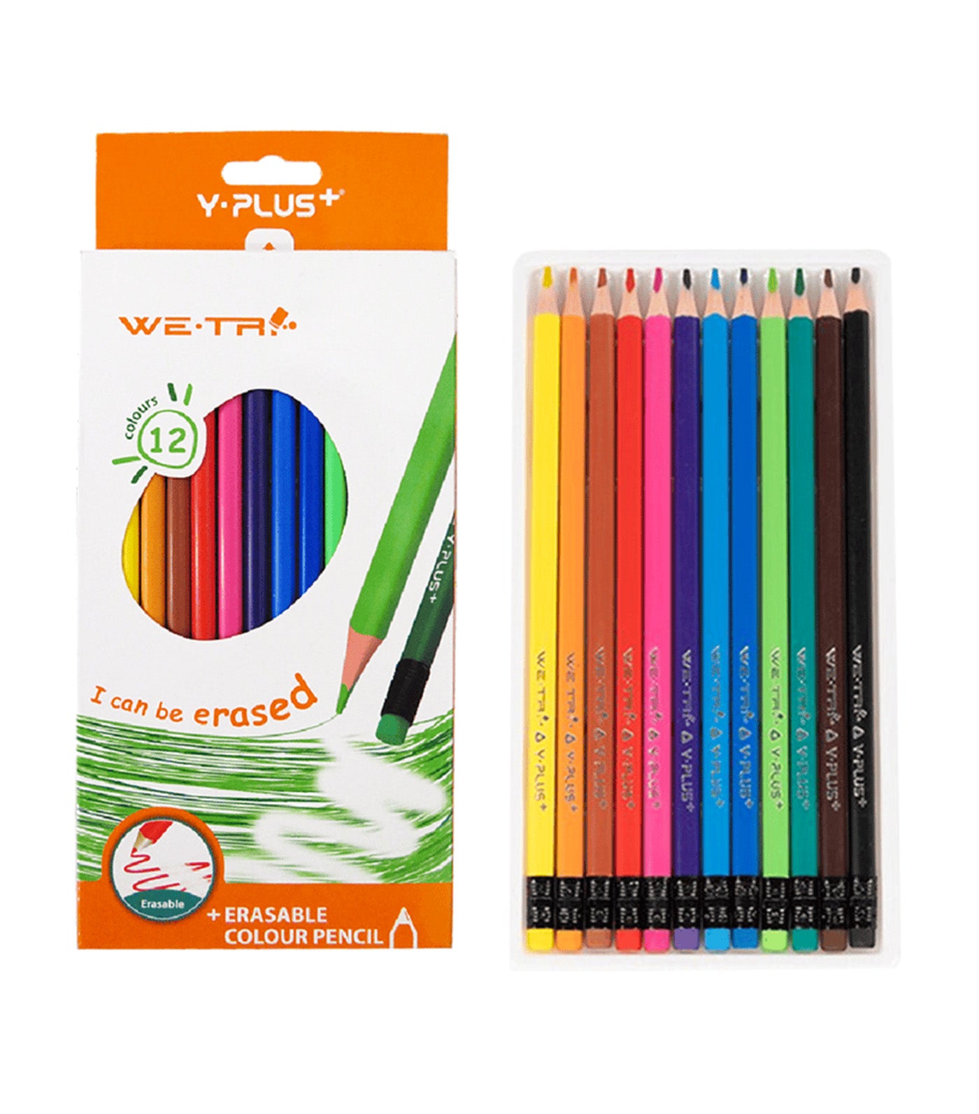 WE-TRI Erasable Color Pencil with Eraser 12 Colors
