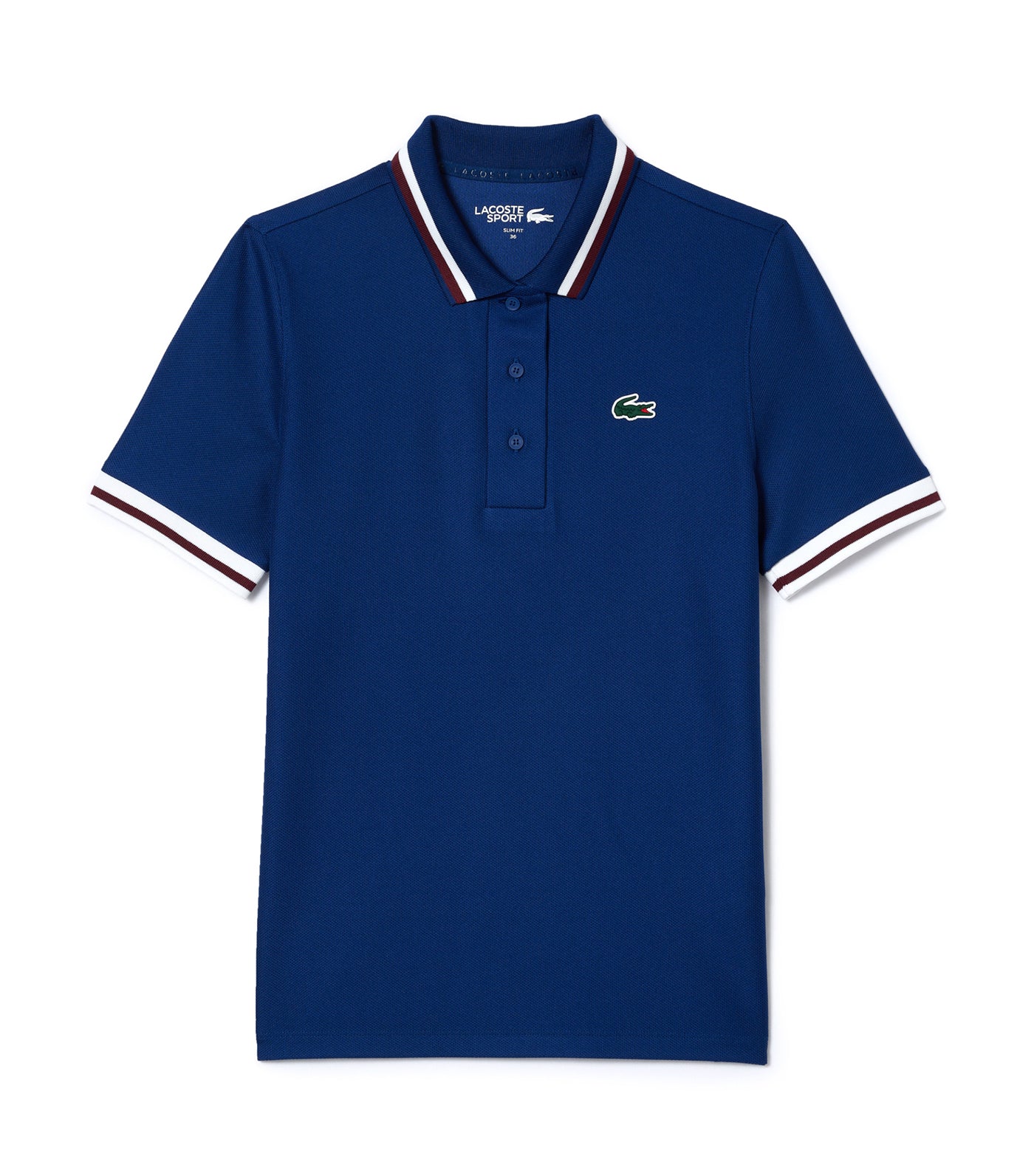 Piqué Tennis Polo Shirt with Contrast Striped Collar Methylene