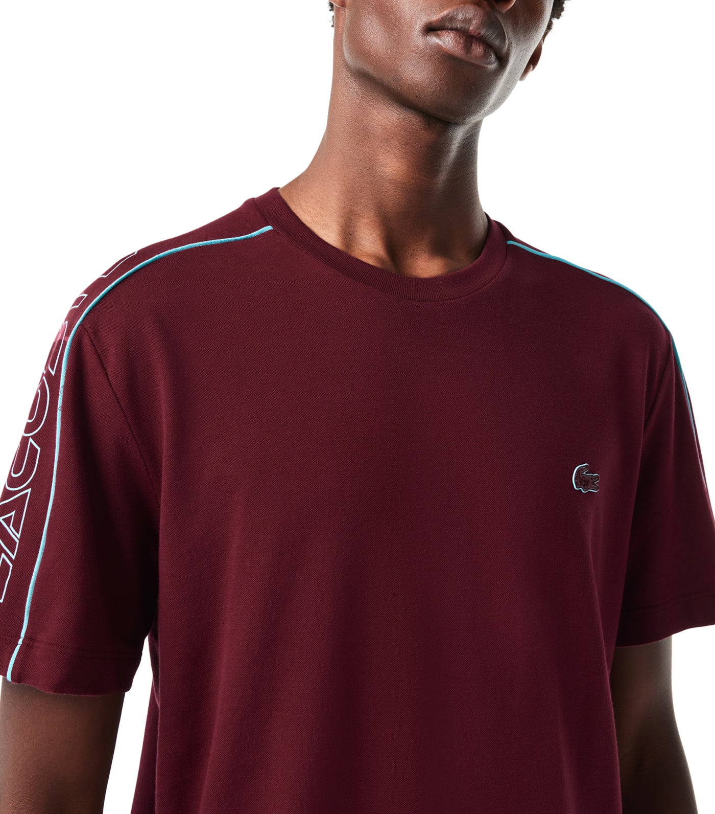Contrast Accent Lacoste Branded T-Shirt Zin/Cove