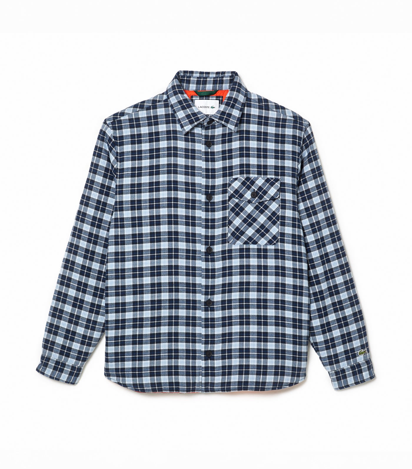 Checked Overshirt with Contrast Quilting Methylene/Multicolor